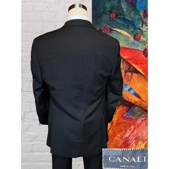 Canali 42R EU52 Mens Black Virgin Wool 3 Button Blazer Sport Coat Jacket - Picture 6 of 14
